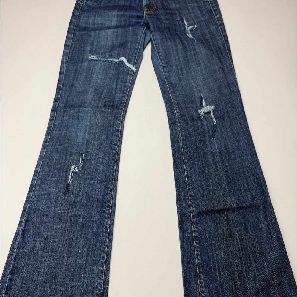 7 For All Mankind Flare Jeans in Distressed Blue